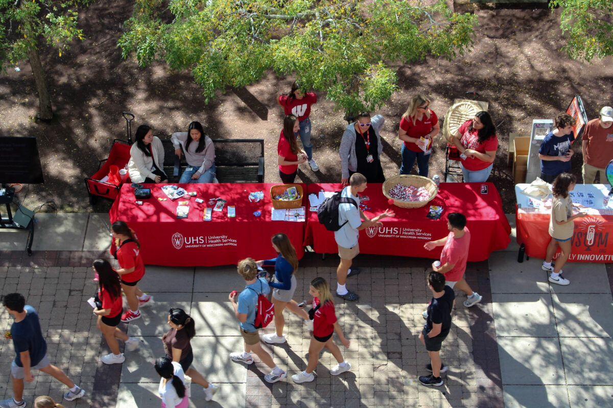 A UHS resource fair viewed from above